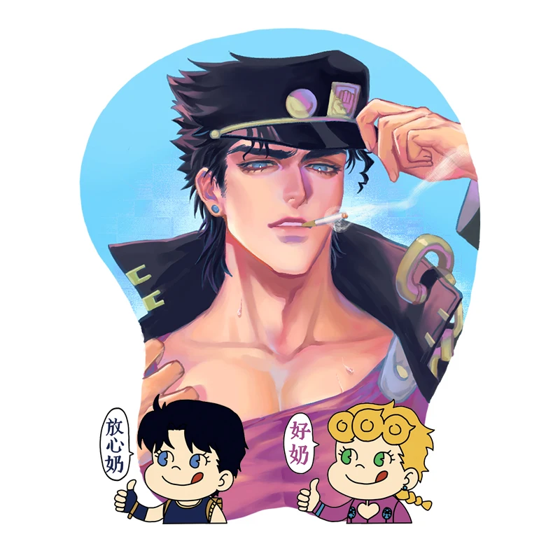 

Anime JoJo's Bizarre Adventure Kujo Jotaro Cosplay Sexy 3D Soft Chest Silica Gel Mouse Pad Desk Gaming Mat Mice Pad Wrist Rest