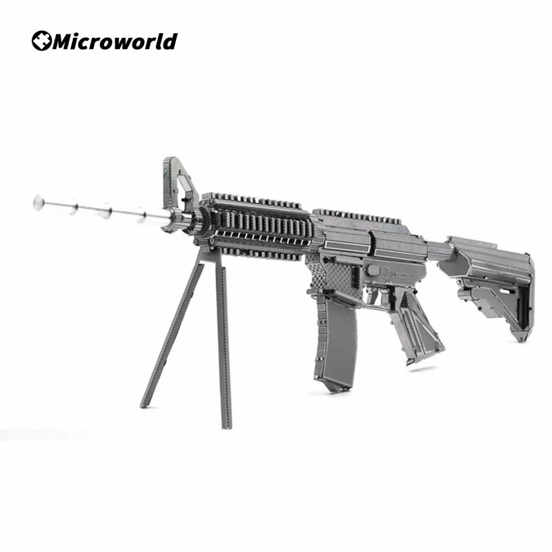 Microworld 3D Metal Puzzle Toys Military M4A8 Carbines Gun Models Kits DIY Classic Rifle Jigsaw Toy For Desktop Decoration Teen 6