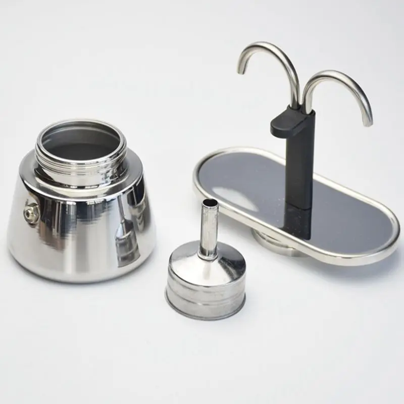 GOWENIC Moka Pot - Cafetera clásica italiana para 2 tazas, 3.5 onzas  líquidas, acero inoxidable de doble cabezal, cafetera de conducto DIY