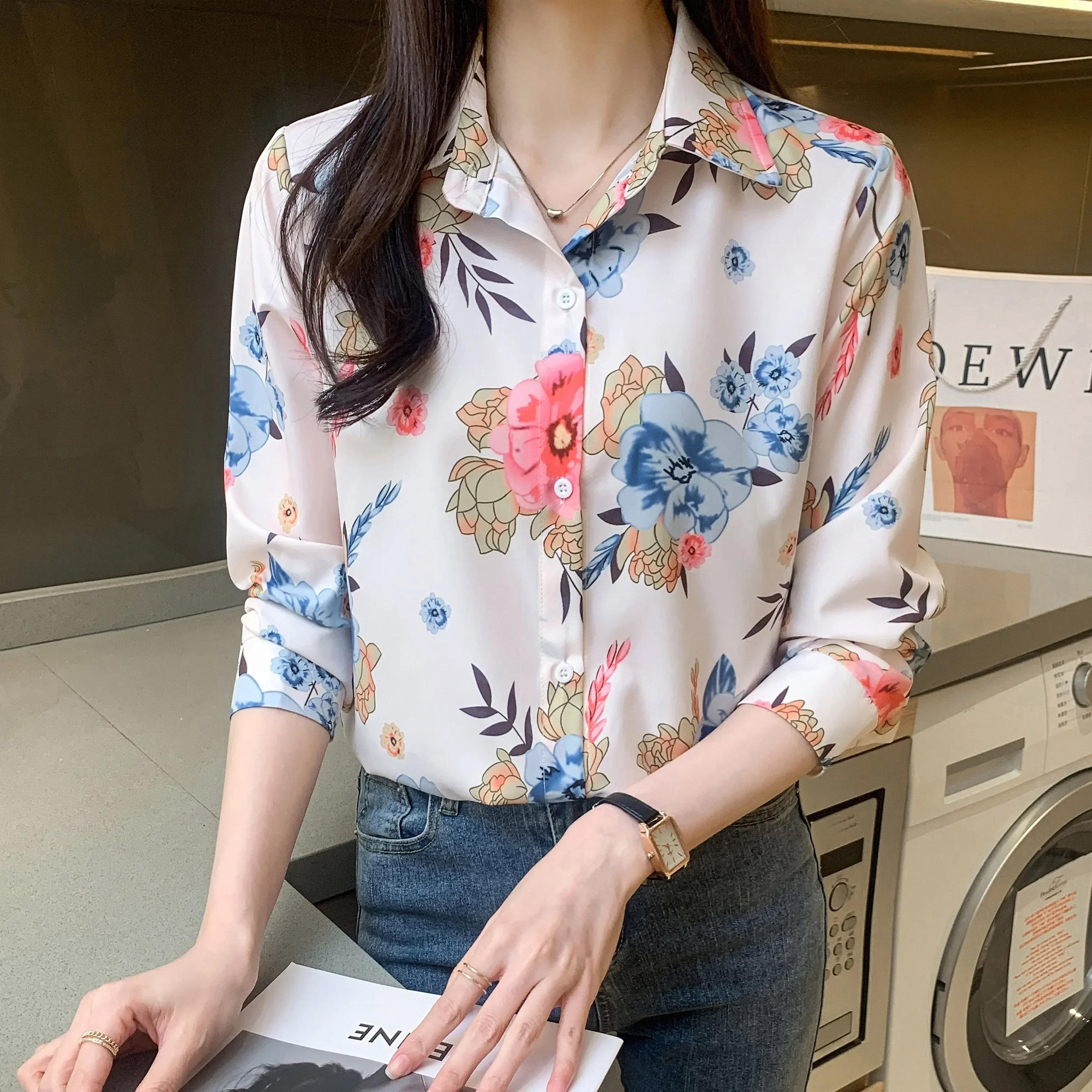New Arrival Women's Blusa Mujer for Spring Autumn Fashion Trendy Print Ladies' Button-Down Shirt for Work and Casual