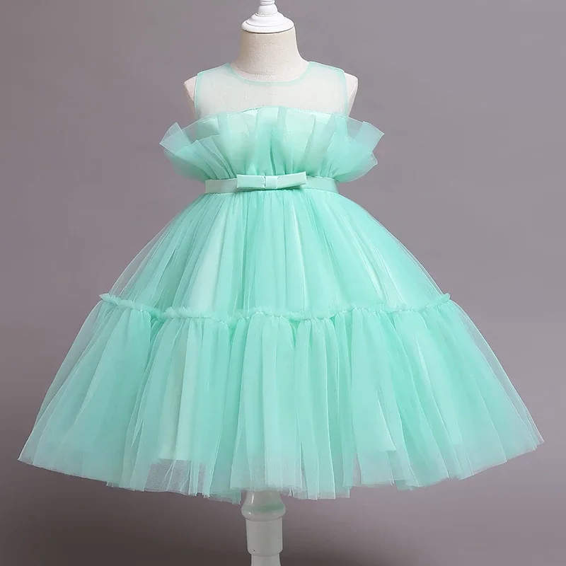 Baby Girl Dress 0-5Y Sleeveless Mesh Princess Dress Tutu Newborn Girl Wedding Party Baby 1st Birthday