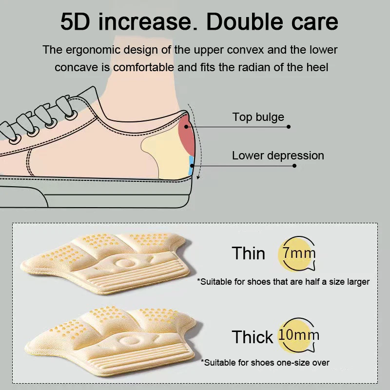 Heel Protector for Shoes Heel Stickers Inserts Insoles Patch Anti Pain Sneakers Heel Pads Pain Relief Feet Pad Shoe Size Reducer