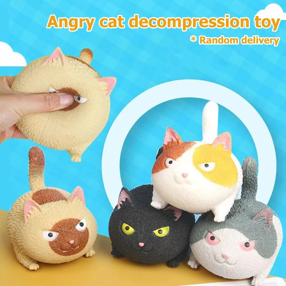 Suaninxi Pinch Angry Cat Cute Pet Toy Decompression Artifact Vent Toy Cat-Shaped  Stress Relief Balls Squeeze Toys Holiday Kids Gift. (Black) : :  Toys