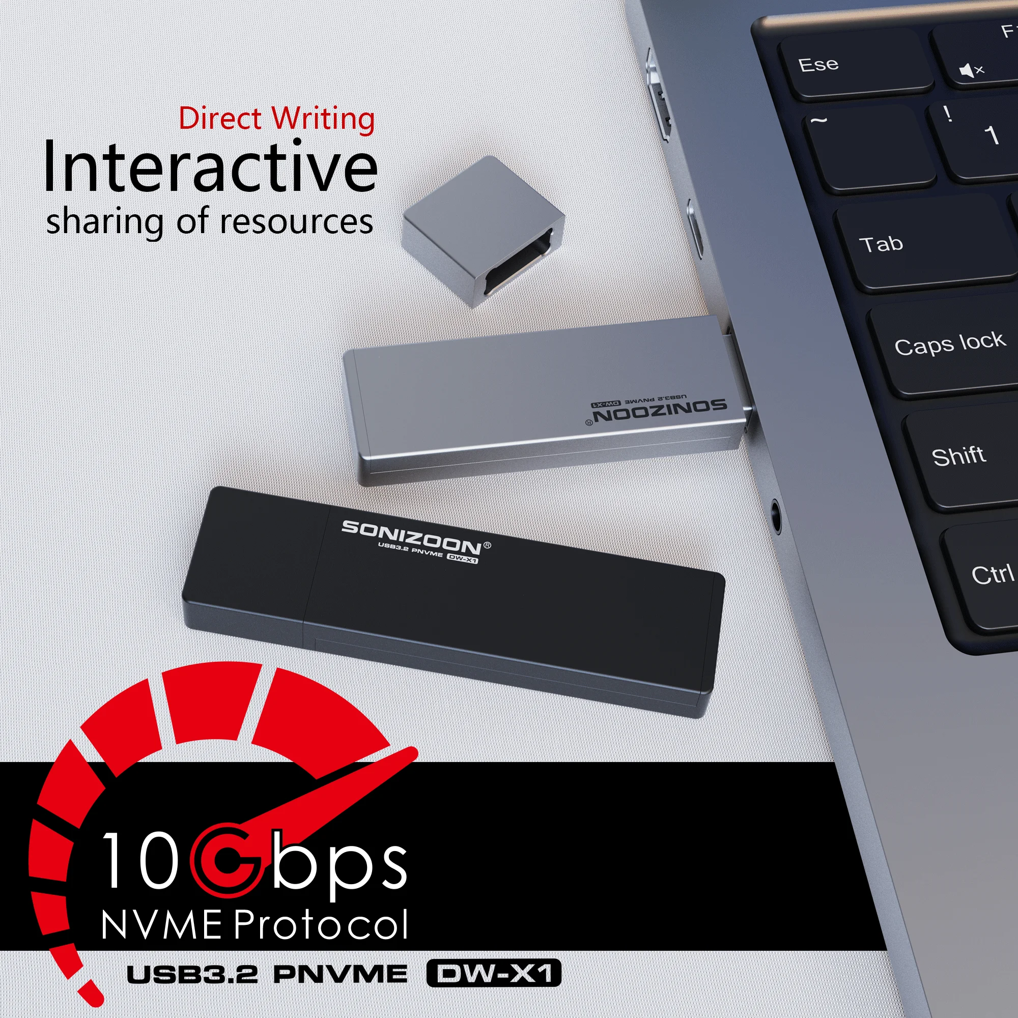 Sonizoon-disco Rígido Móvel Ssd Portátil Pssd Dw-x1 Usb 3.2 Gen2 10gbps 256gb 512gb 1tb 2tb até 1050 Mbps pc Original 100 - Imagem 5