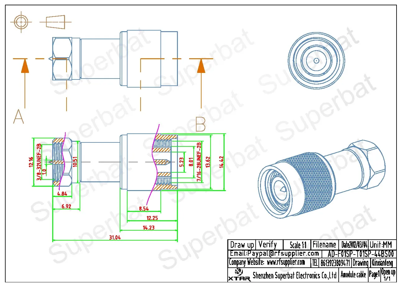TNC to F Male RF Coaxial Connector Adapter for Communication Equipment