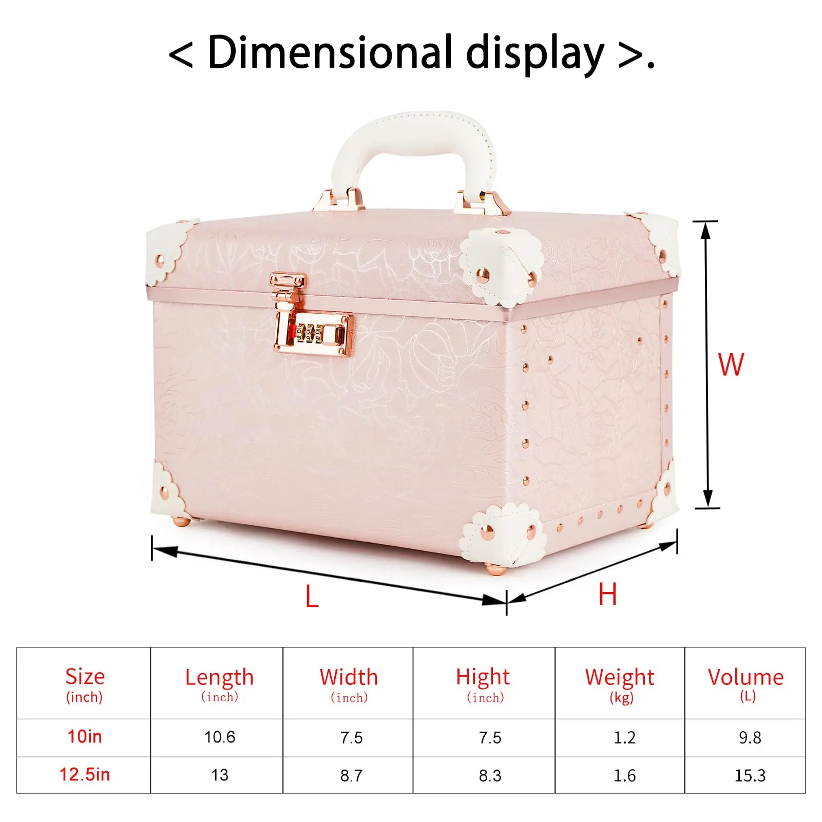 Urecity Makeup Box Portable Cosmetic Organizer Cases Travel