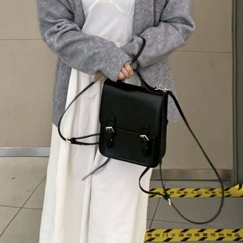 Vintage Pu Leather Handbag Preppy Style Fashion High School Students Backpacks Causal Girls Backapck