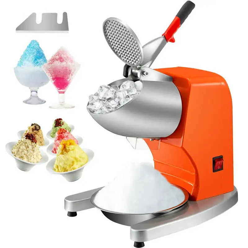 

Ice Shaver Crusher Snow Cone Maker Machine with Dual Stainless Steel Blades 210LB/H Shaved Ice Machine 300W 1450 RPM for Home a