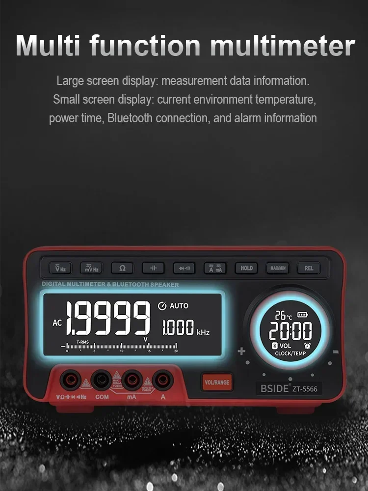 ZT-5566 Digital Multimeter 19999 Dual Screen EBTN Wireless Professional Bluetooth Speaker Voltage Current Capacitance Tester
