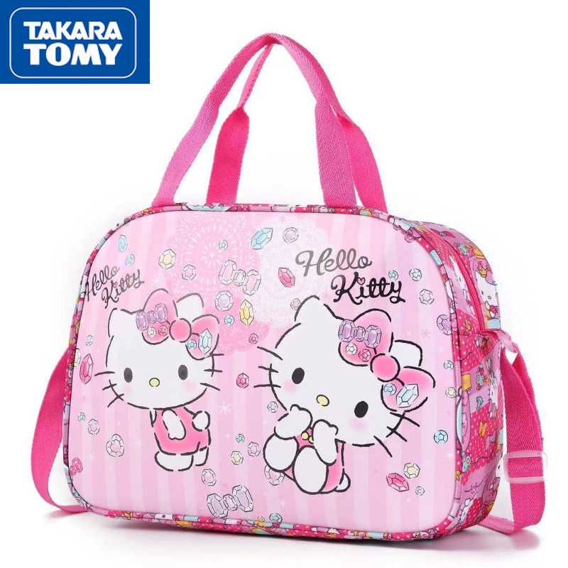

TAKARA TOMY Student Hello Kitty Large-capacity Adjustable Tote Bag Girl Cute Sweet Print Tutorial One-shoulder Diagonal Bag