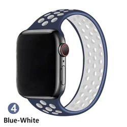 Elastic Silicone Solo Loop Bracelet - S (Blue white)