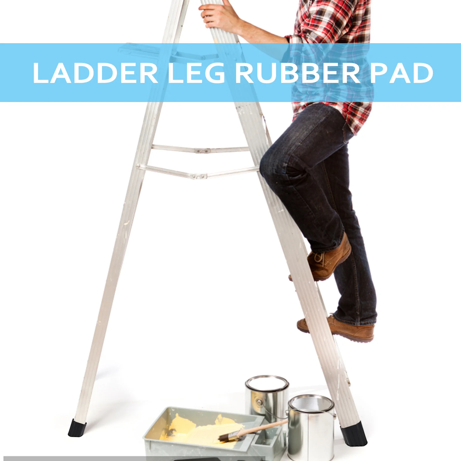 4 Pcs Folding Step Ladder Mat Leg Rubber Pad Non-skid Foot Pads Telescoping Cover Protector Protective Anti-slip Covers
