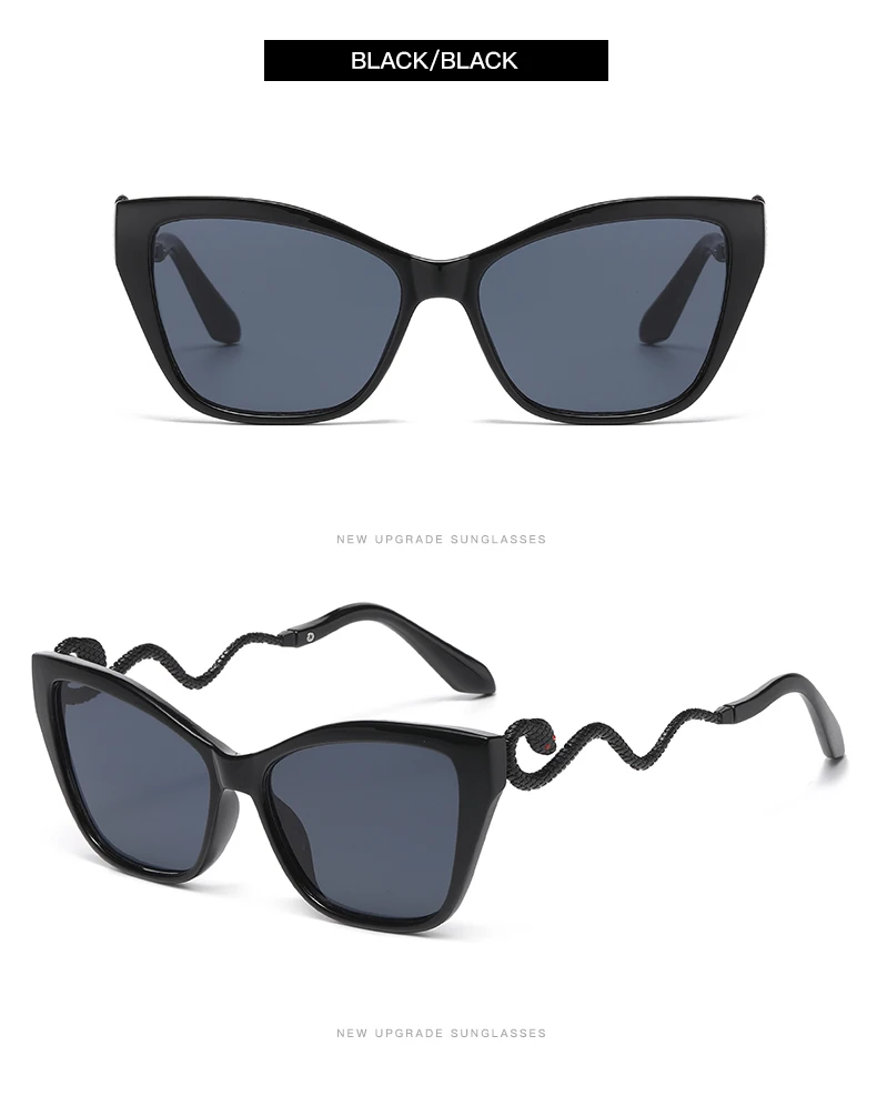 Mode Große Rahmen Cat Eye Sonnenbrille Frauen Gradienten UV Schutz Gläser Marke Designer Sexy Damen Metall Schlange Brillen – Detail 6