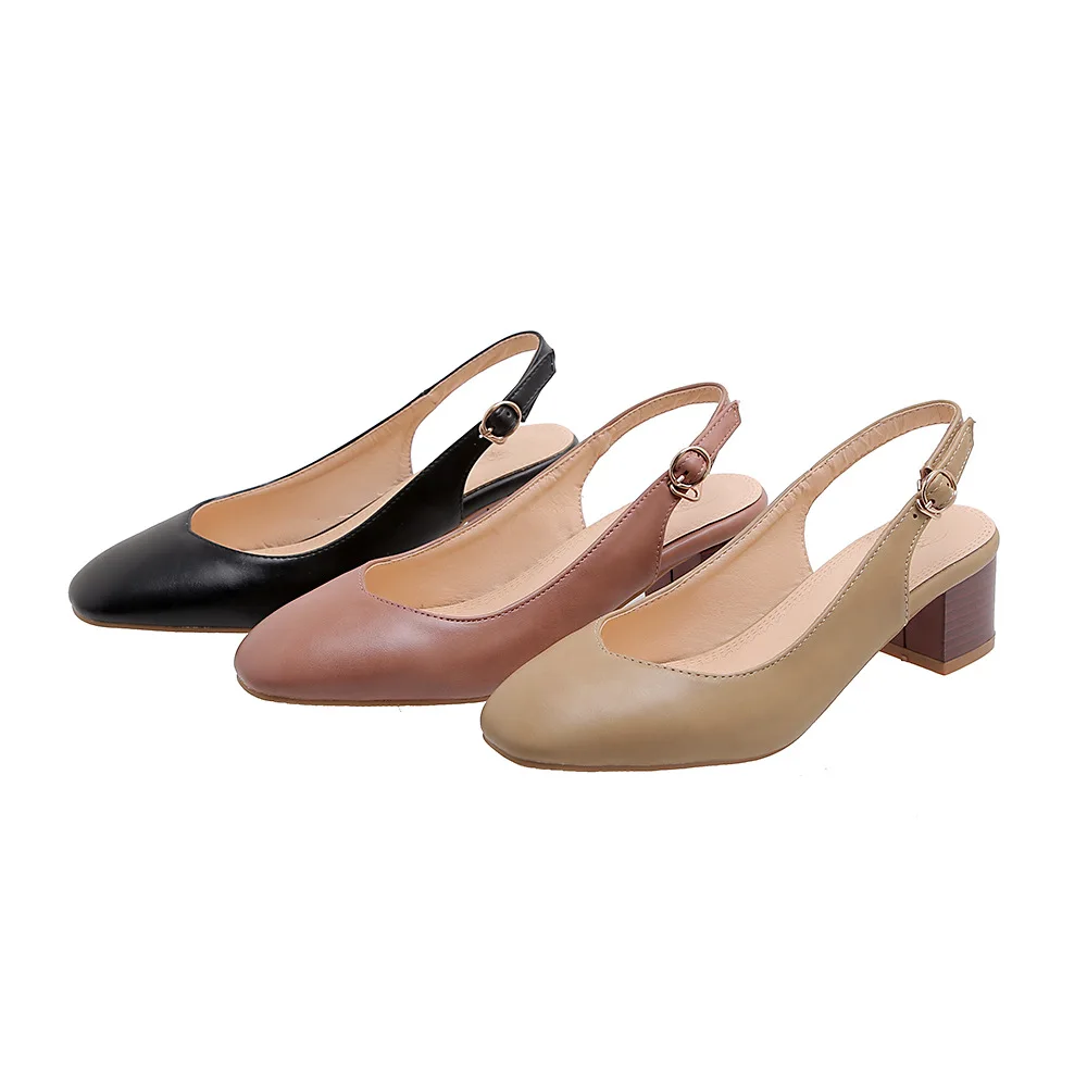 Handmade New Arrival Womens Chunky Heel Pumps Slingback Round-toe Three Colors Large Size 34-52 Evening Party Fashion Prom Shoes