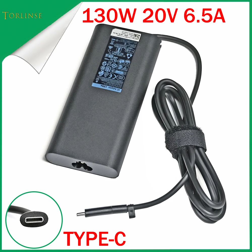 Usb-c tipo c Carregador de Laptop Fonte de Alimentação ca 130w 20v 6.5a Apto para Dell Xps 15 9570 9575 Da130pm170 Ha130pm170 Ha130pm130 Novo