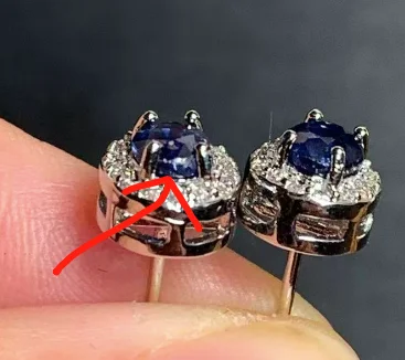 Natural sapphire Gemstone Stud Earrings for Women COPPER Wedding Handmade Jewelry Fashion Gift For Girl New