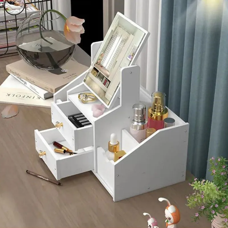 Makeup Organizer Large Capacity Cosmetic Storage Box Drawer Storage  Jewelry Box Desktop NailPolish Makeup Container With Mirror 3