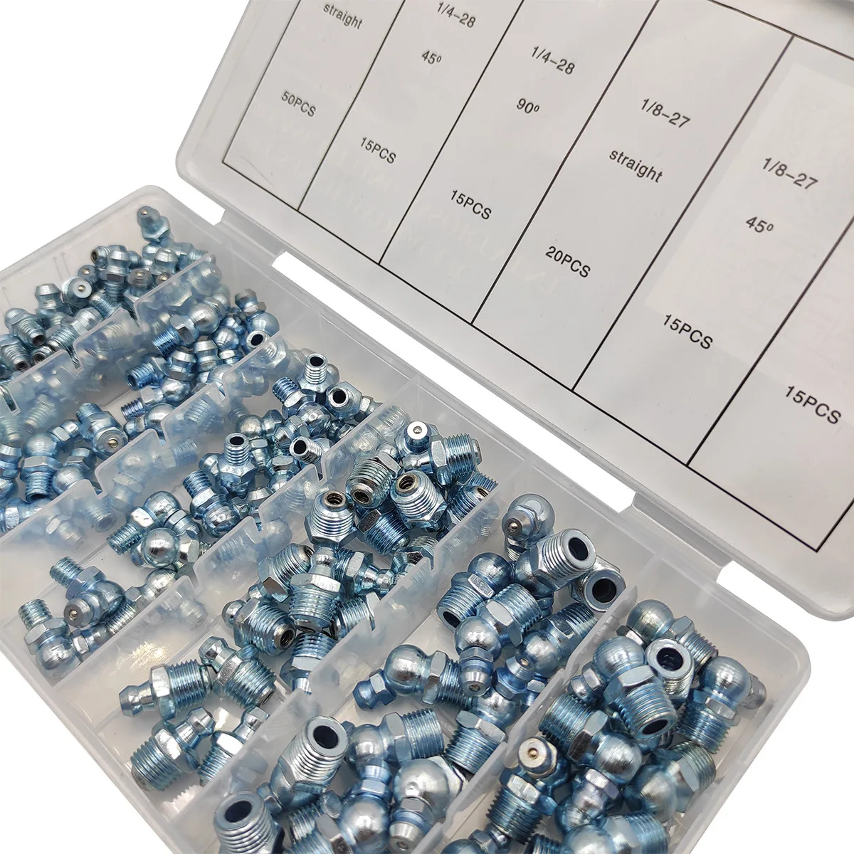130pcs Grease Fitting British Straight Grease Fitting 45 ° 90 ° Elbow