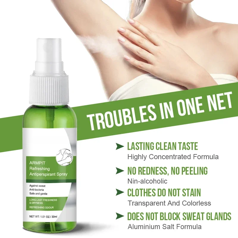 30ml Armpit Antiperspirant Spray Refreshing Deodorant Underarm Remover Armpit Odour Sweat Protection Body Perfume Spray