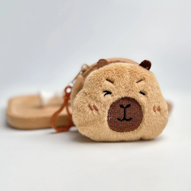 Kawaii Capybara Plush Coin Purse Lovely Cartoon Money Change Pouch For Girls Mini Plush Wallet Earphone Storage Bag