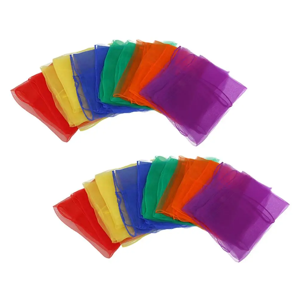 12 Pcs Dance Scarves for Children Solid Color Small Silk Scarf Music Boys Gymnastic