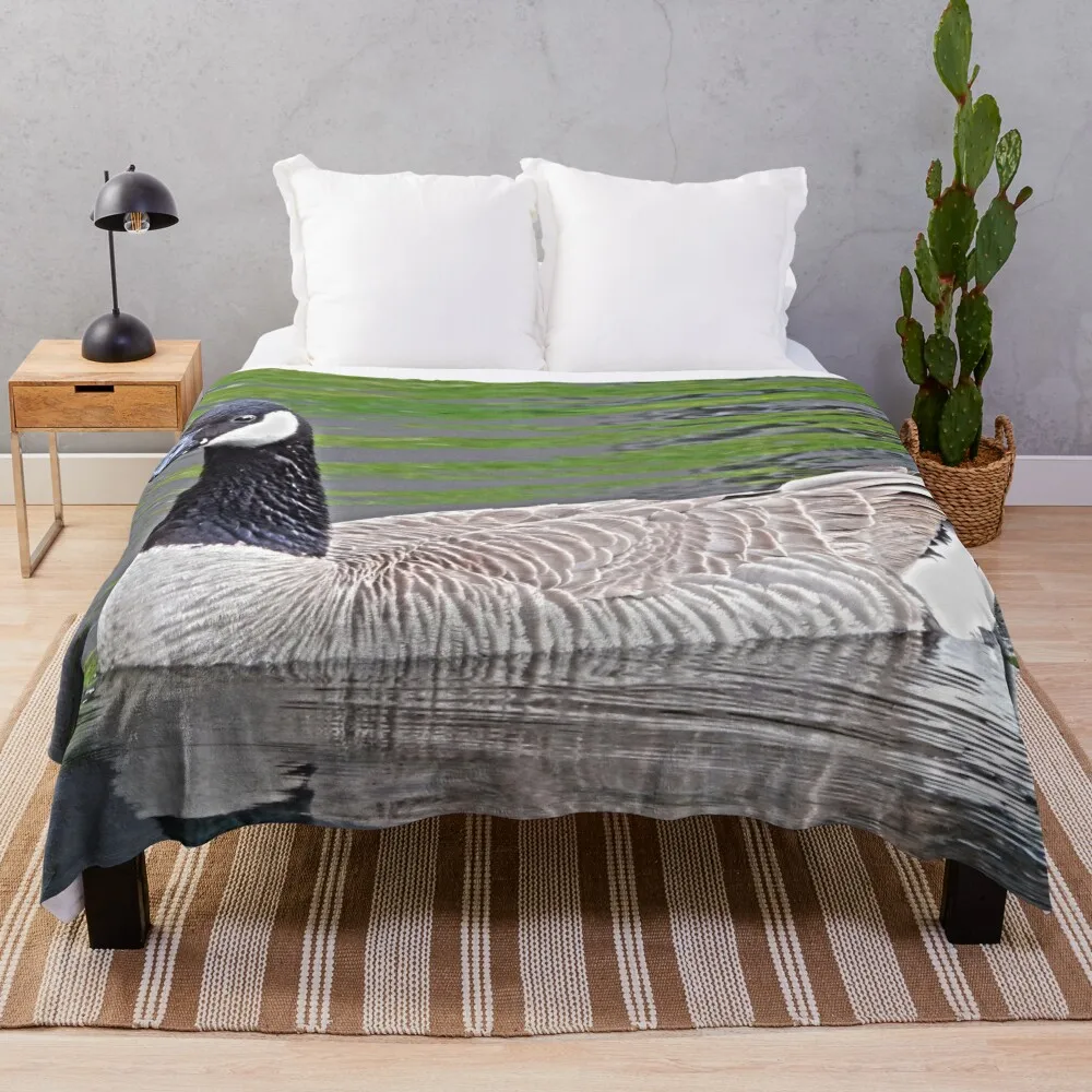 

Canadian goose swimming in water Throw Blanket Designer Blankets Weighted Blanket Single Blanket Decorative Blankets