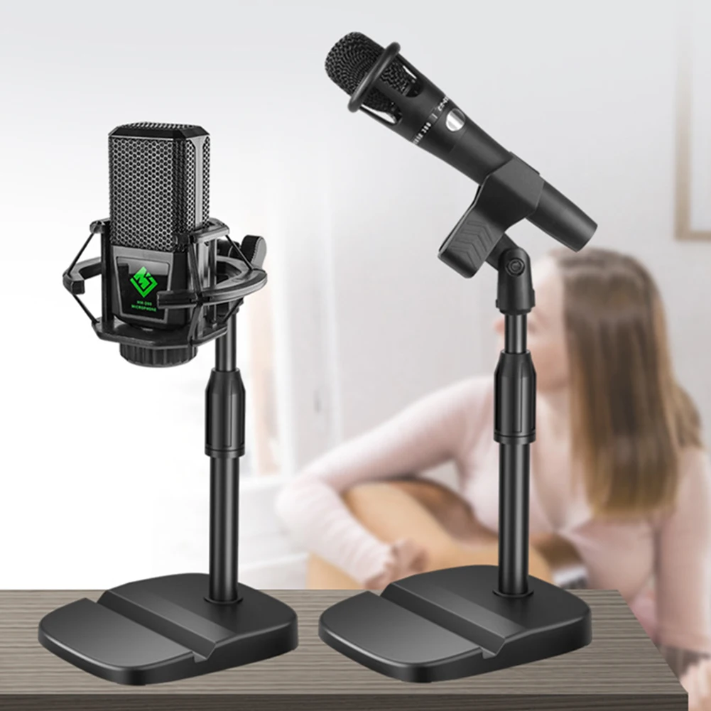 

Microphone Stand Desktop Tripod Portable Table Stand Adjustable Mic Stand Mic Clip Holder Bracket With Base Universal Bracket