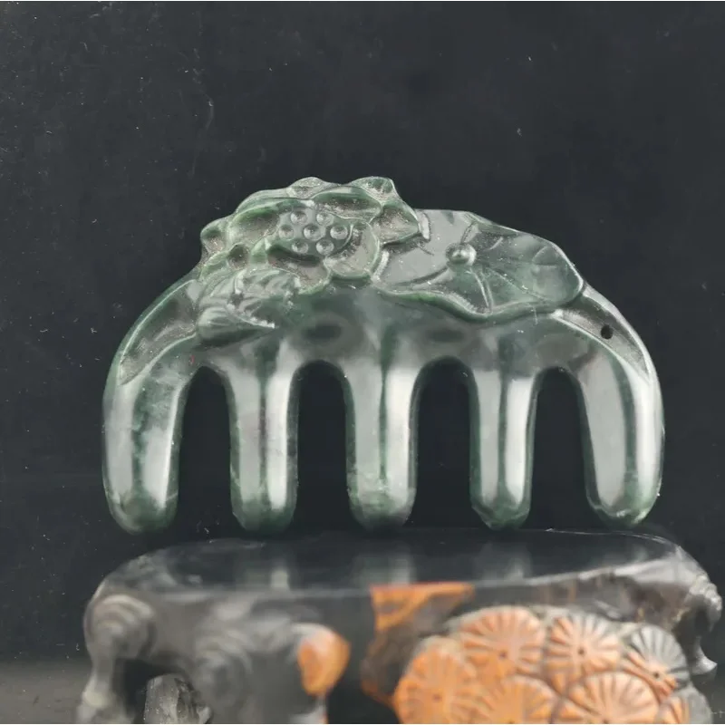 

Старая китайская натуральная Нефритовая ручная резная Расческа #39