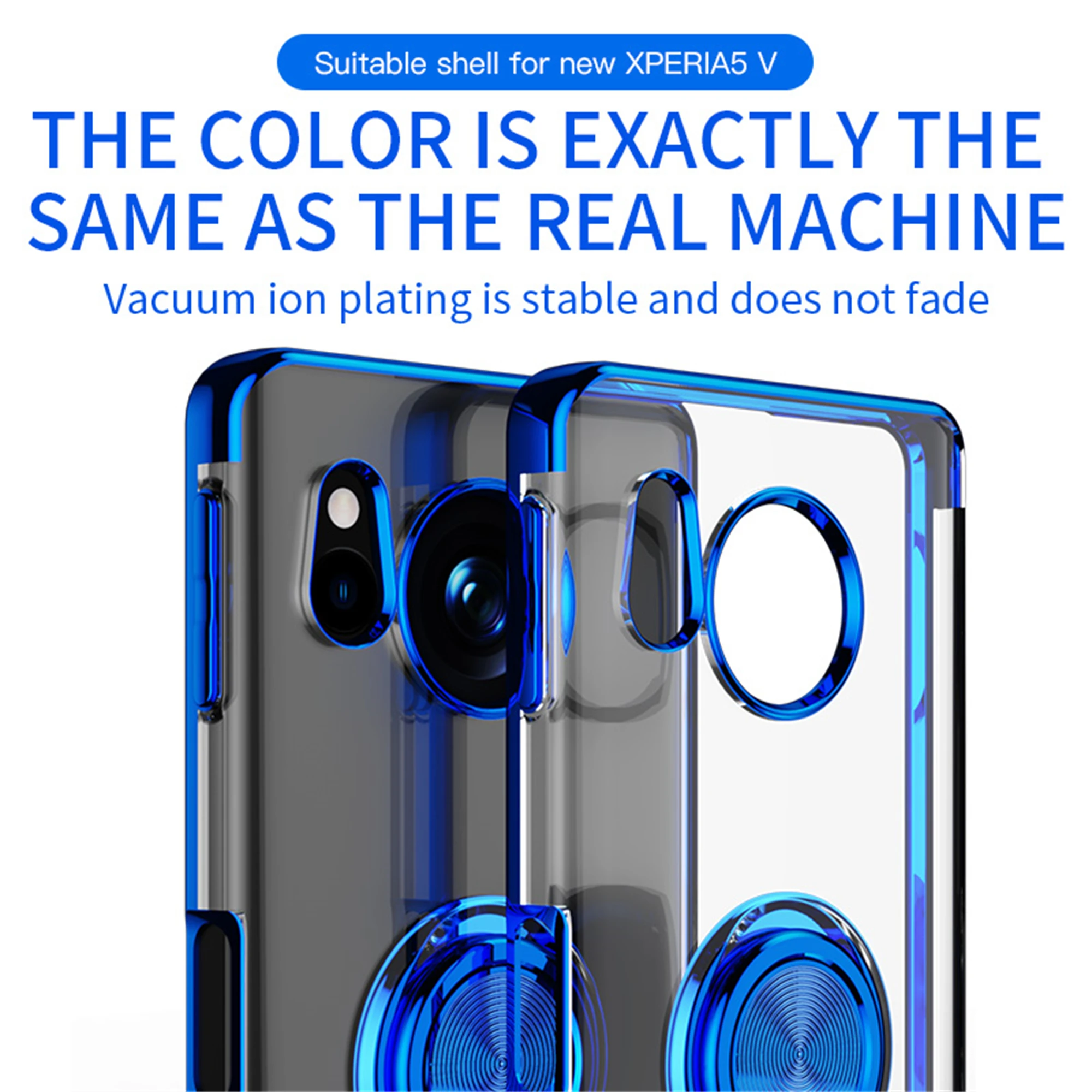 Clear Magnetic Phone Case with Metal Ring Kickstand - Slim Plating Design