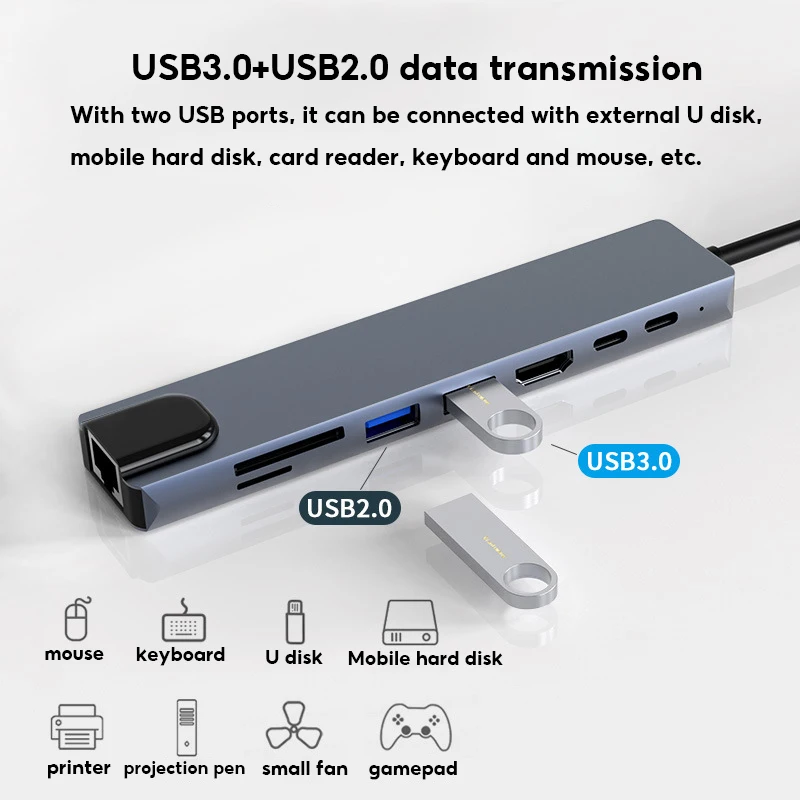 Type-c Aluminum Alloy Docking Station 3.0USB Splitter