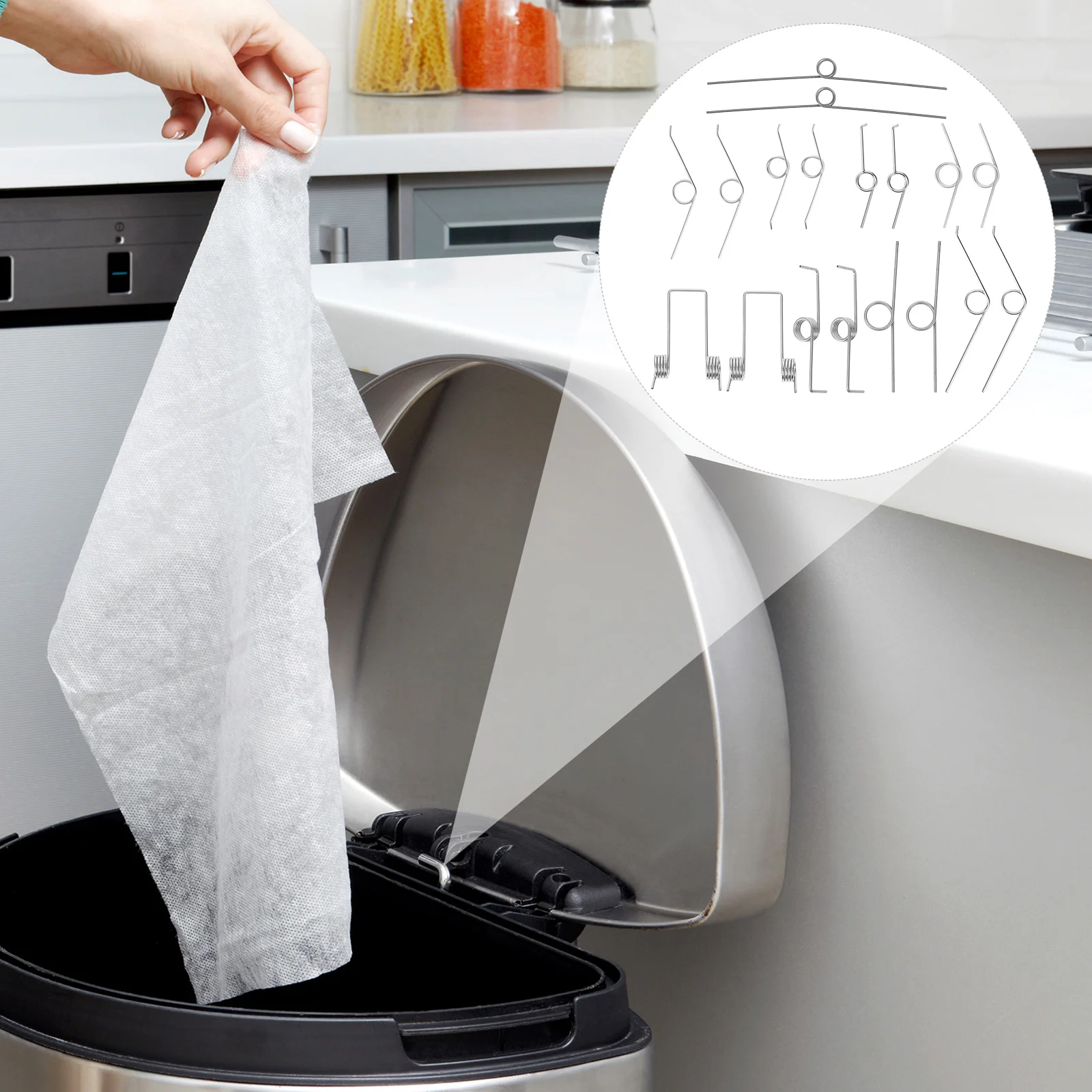 18 Pcs Trash Can Storage Lid Torsional Spring Replace Stainless Steel for Repair Small