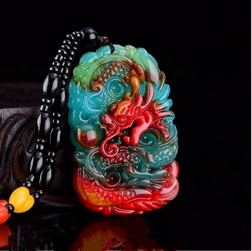 

Natural Chicken Blood Jade Hand-carved Zodiac Dragon Pendant Fashion Boutique Jewelry Men and Women Chicken Blood Red Necklace