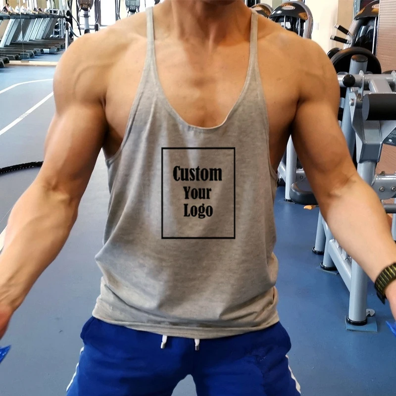 Description Picture 6 of itemSummer Running Casual Customize Printed Vest Baggy Fitness Tank Tops Men Sleeveless Outdoor Plus Size Clothing Free shipping