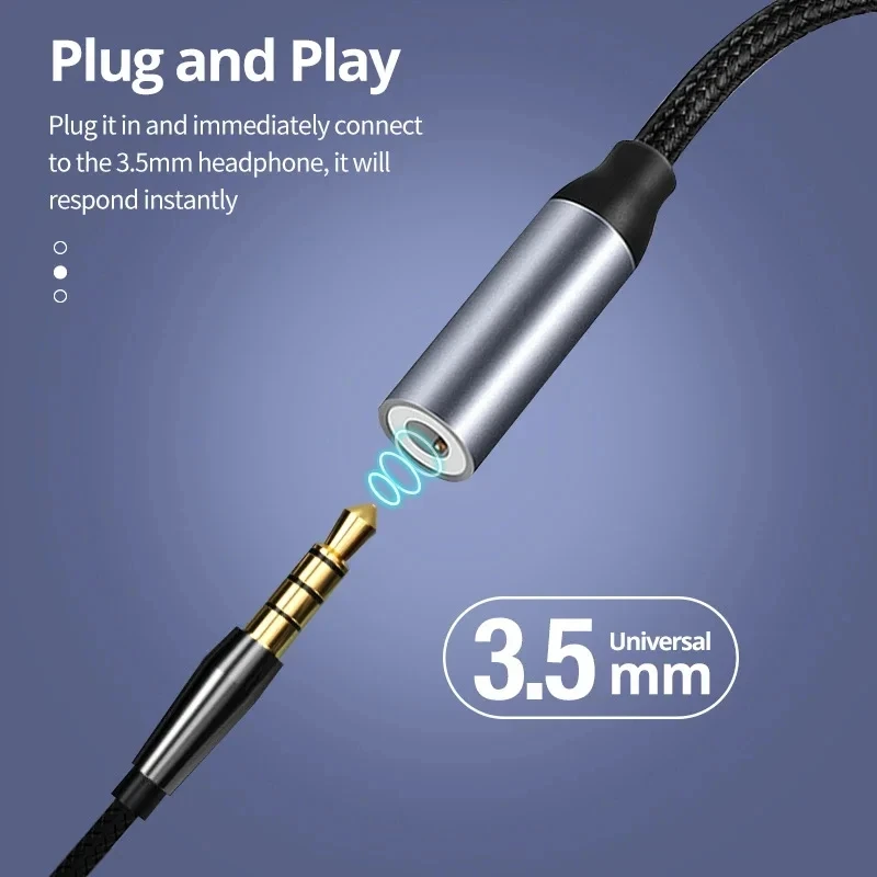 USB 타입 C - 3.5mm 잭 헤드폰 어댑터 AUX 오디오 모든 이어폰용 HiFi 스플리터 케이블 (아이폰 16, 15, 삼성 호환)