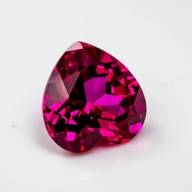 Lab Grown Ruby Heart Shape Rubellite Color Gemstone for Charms Jewelry Making DIY Ring Materials Selectable AGL Certificate