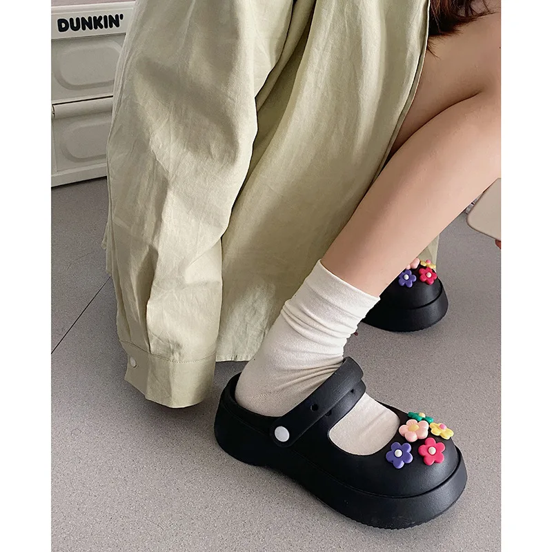 Mode Mary Jane Garten Schuhe Frau Plattform Hausschuhe niedlich DIY dicke Sohle Mädchen Sommer Indoor Strand Rutschen Damen Schuhe – Detail 14