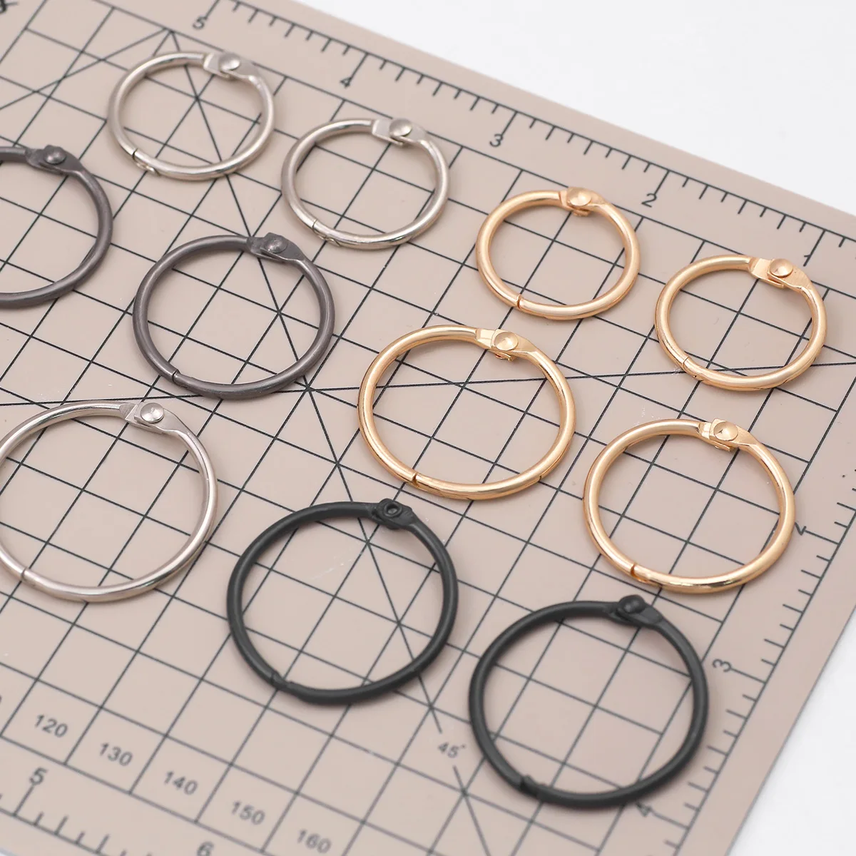 5Pcs Alloy Binder Rings Set Assorted Sizes Gold Color Loose Leaf Rings Multipurpose Book Rings for Office School DIY Crafts