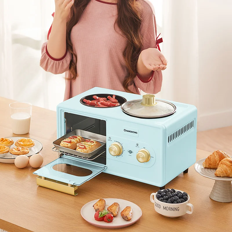 Household small breakfast machine multifunctional oven 3-in-1 toast electric cooker one machine multi-purpose fast cooking