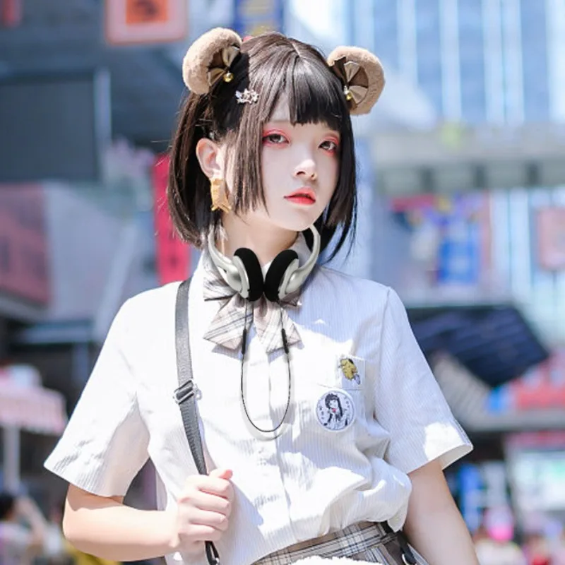 Fashion Headset Bluetooth Headwear Panasonic Women Headset Short-term HIFI Small Head-mounted Three-band Balanced Japanese Style