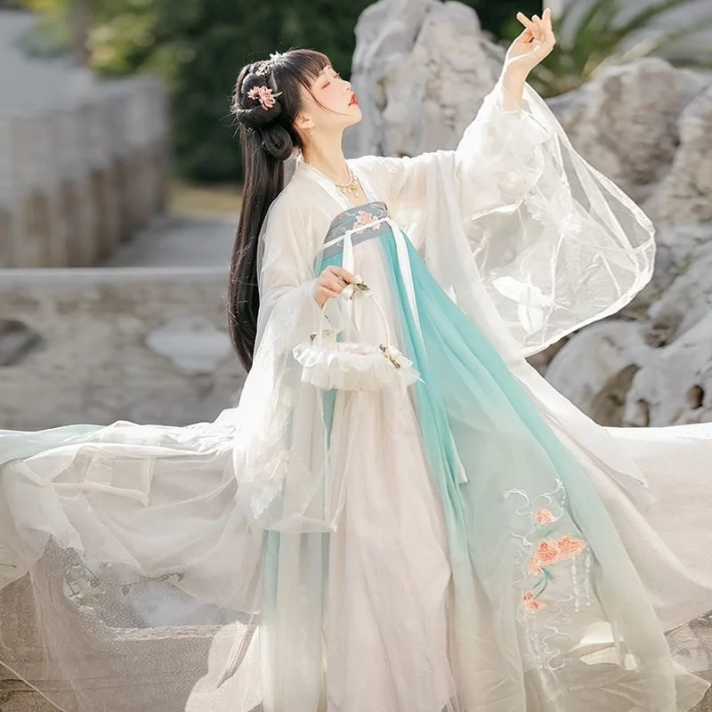

Women Chinese Traditional Hanfu Costume New Style Lady Han Dynasty Dress Embroidery Tang Dynasty Princess Folk Dance Clothing