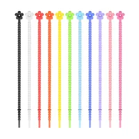 Multipurpose Cable Tie Cable Zipper Candy-Colored Flower Silicone Cable Tie Keychain Bag Accessories Pendant Desktop Winder 1