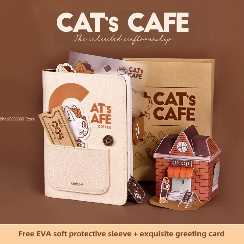 Cat Cafe Handbook Gift Set A6 Scrapbook Birthday Gift Graduation Women's Cute Diary Notebook Teacher's Day