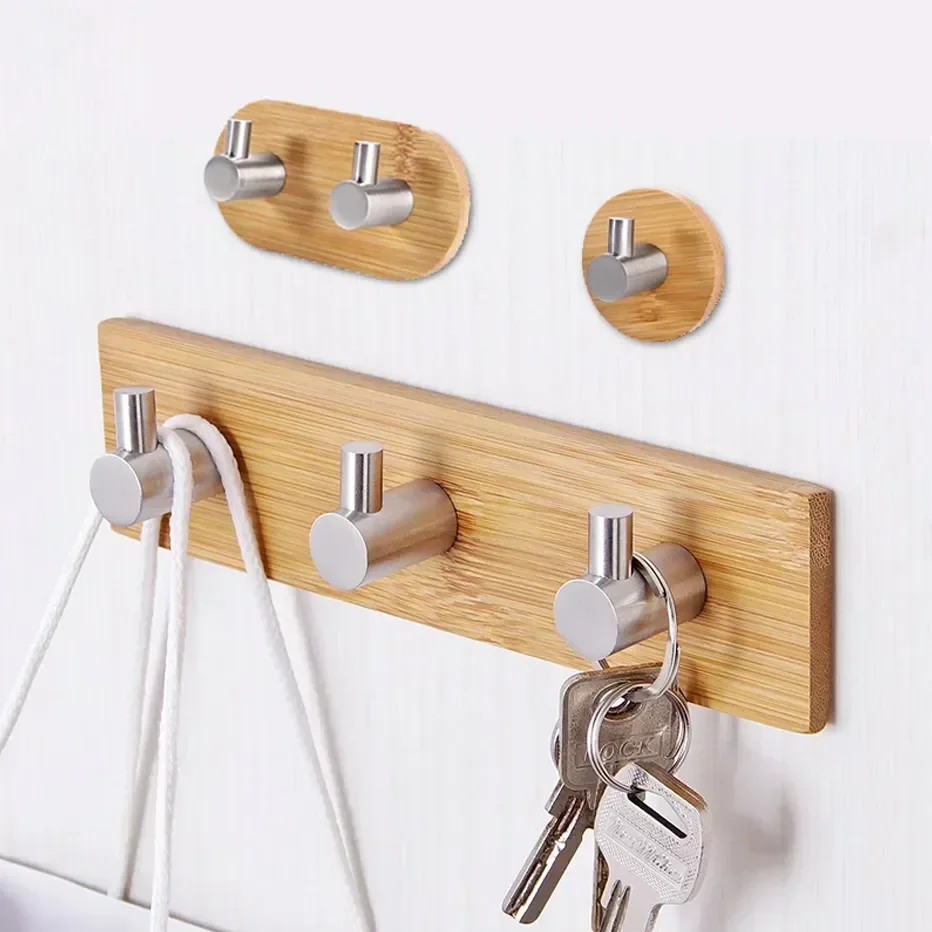 

Hook Towel Adhesive Holder Steel Rustproof Keys Towel Coat Decorative Kitchen Hanger Bathroom Bamboo Clothes Hook Stainless