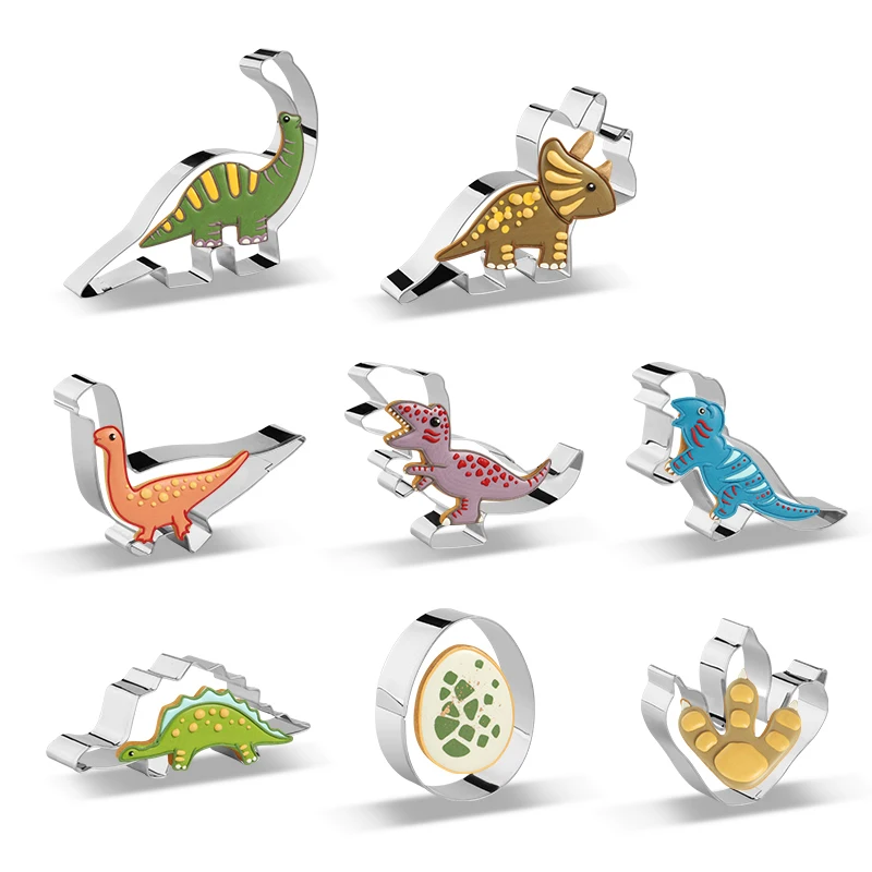 12PCS Dinosaur Kitchen Dough Cutter Metal Cookie Cutter Fondant Biscuit Cake Mold cookie cutter baking mold cookie mould cookie maker press kit