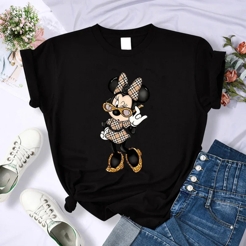 thumbnail image 1 of Camiseta de algodón de verano para niños, bonita camiseta con estampado de Mickey Y2k, gorro de Minnie Mouse, ropa de moda para niño y niña, camisetas Kawaii Disney para bebé, 1 of 5