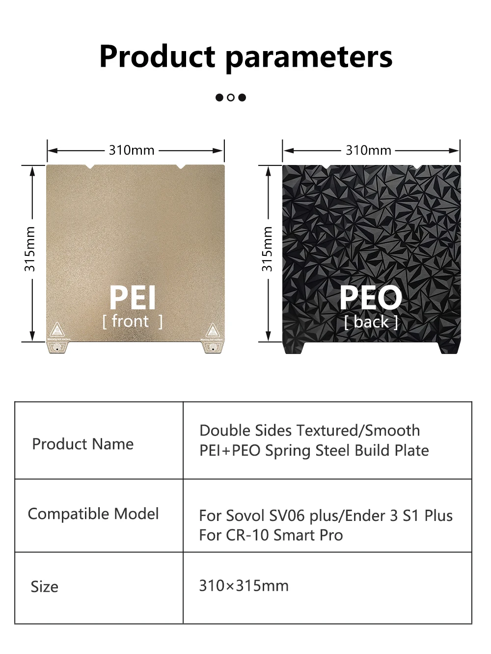 Pei Sheet|ender 3 S1 Plus/cr-10 Smart Pro Pei Bed 310x315mm - Auto