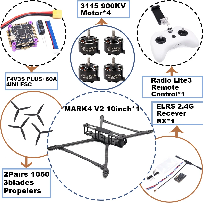 ตัวเลือกสินค้า ชุดควบคุมโดรน FPV คาร์บอนไฟเบอร์ สำหรับบิน Freestyle