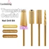 5 In 1 Tungsten Carbid Nail Drill Bits Milling Cutter For Remove Nail Polish UV Gel Tapered Safety End Cut Manicure Tools Golden 1