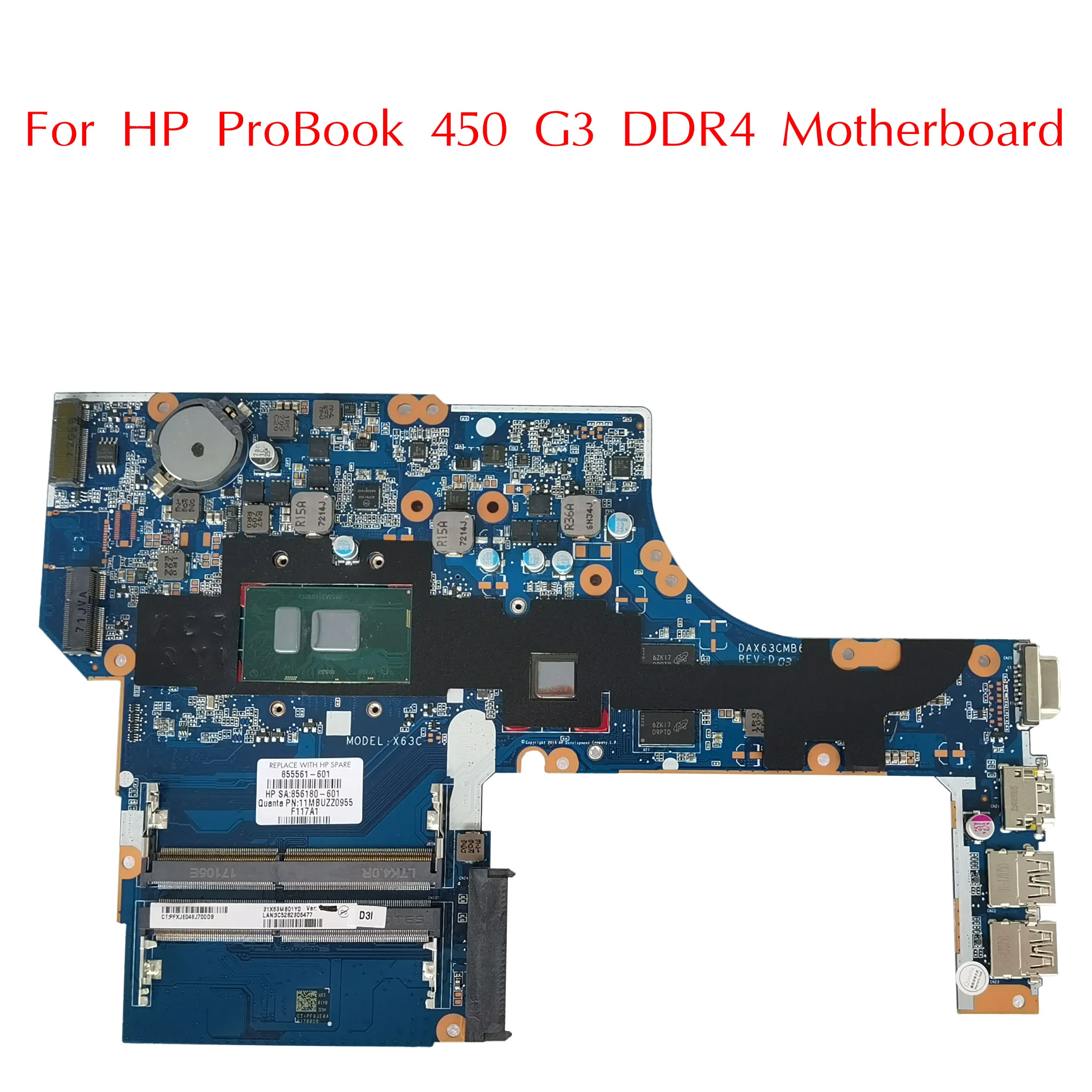 

855561-601 используется для HP ProBook 450 G3 DDR4 материнская плата DAX63CMB6D1 с фотоэлементами AMD Radeon R7 M340 100% Протестировано
