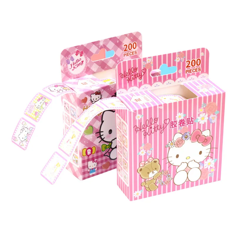New Sanrio Anime Easy Tear Sticker Roll Boxed Children's Cartoon Decorative Stickers Hello Kitty